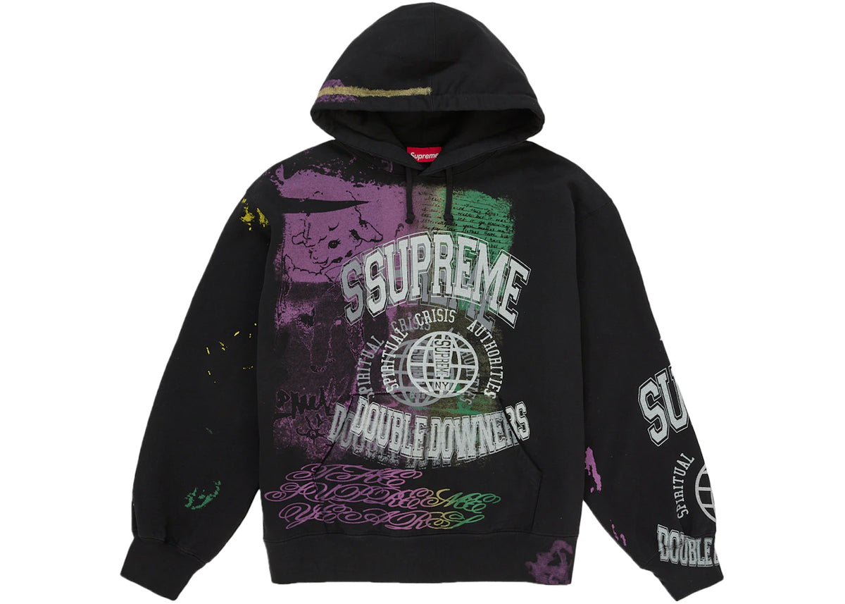 Supreme Overprint Hooded Sweatshirt Black