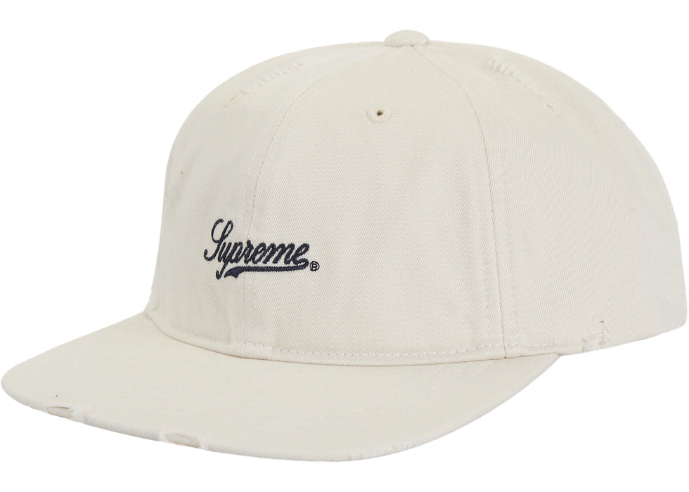 Supreme Distressed Script 6-Panel White