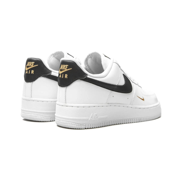 Nike Air Force 1 Low '07 Essential White Black Gold Mini Swoosh (Women's)